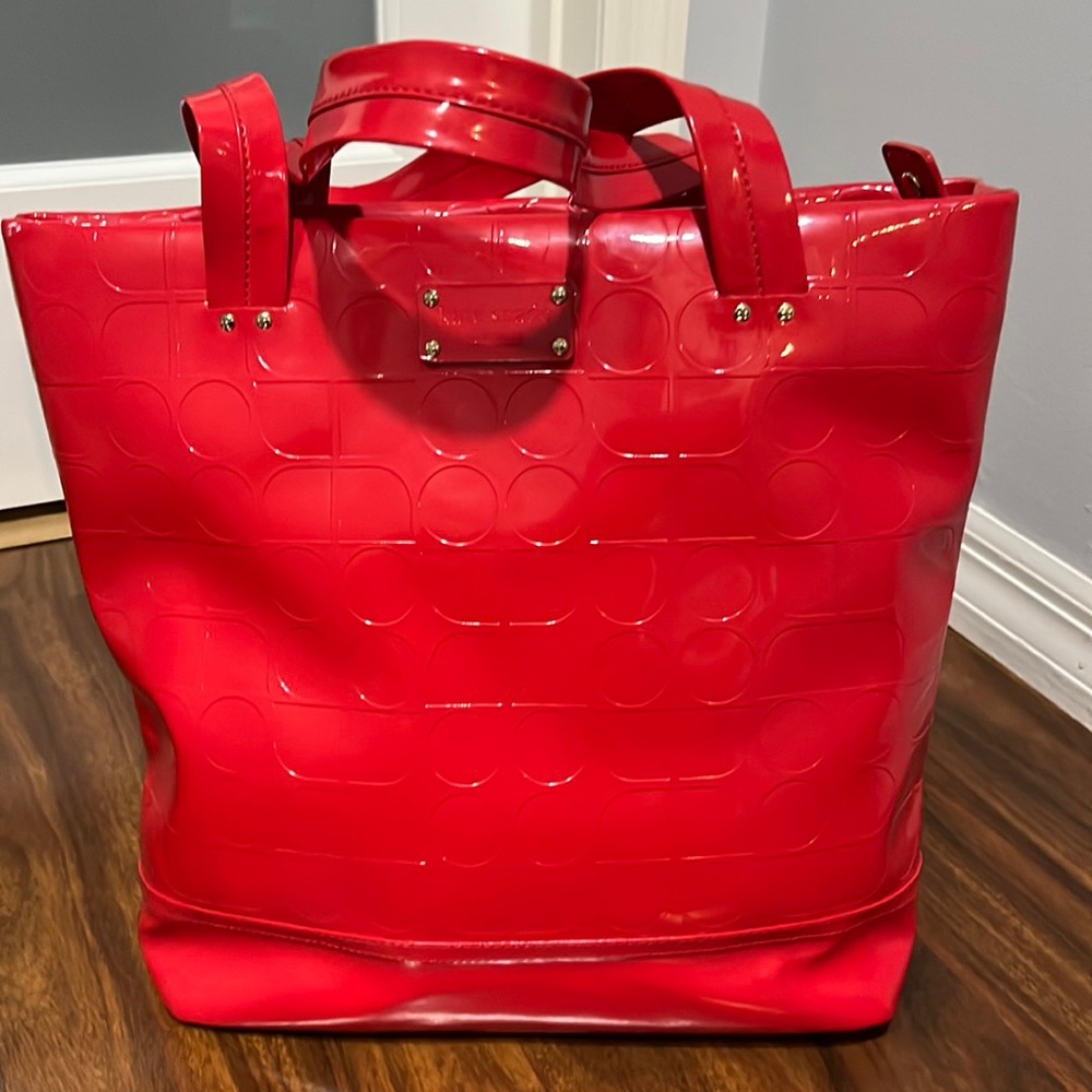 Bright shiny red Kate Spade Tote bag